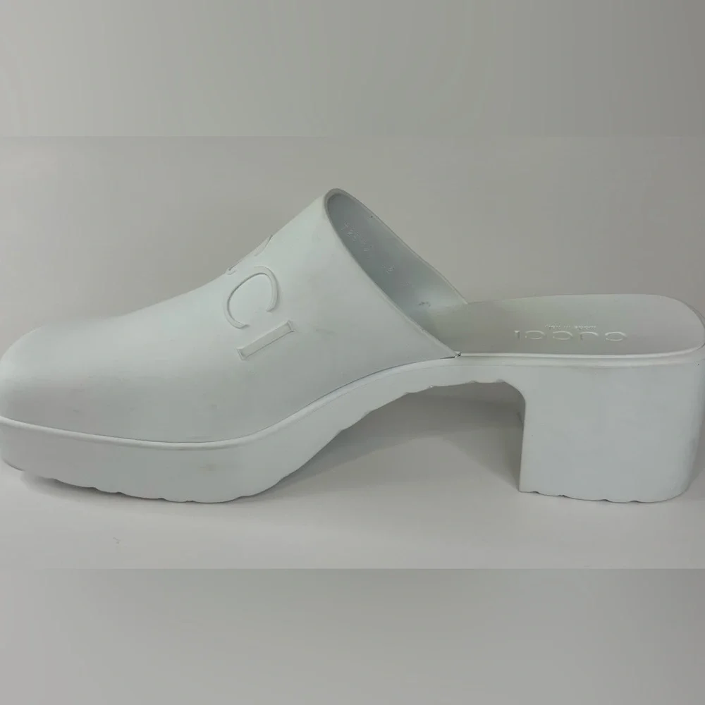 Gucci Women's White Platform Rubber Mules - Picture 7 of 10